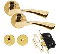 Golden Grace Astrid Design Modern Polished Brass Finish Bathroom Internal Door Handle Pack