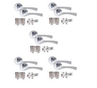 Golden Grace Astrid Door Handles on Rose, Polished Chrome 5 Sets
