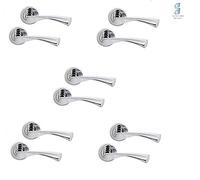 Golden Grace Astrid Door Handles on Round Rose, Polished Chrome, 5 Pairs