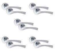 Golden Grace Astrid Door Handles Polished Chrome, 5 Pair, Silver