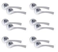Golden Grace Astrid Door Handles Polished Chrome, 6 Pair, Silver