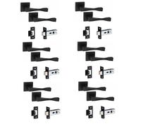 Golden Grace Astrid Door Handles with 2.5" Latch, Matt Black, 6 Sets | Includes 3-inch ball bearing hinges, spindle, screws, template and instructions for a sleek square rose installation.