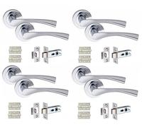 Golden Grace Astrid Door Handles with Latch & Hinges, Silver 4 Sets
