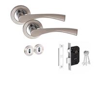 Golden Grace Astrid, Duo Finish Satin Nickel Polished Chrome, Key Lock Set