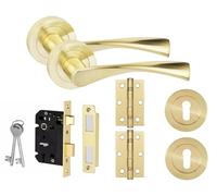 Golden Grace Astrid Key Lock Door Handle Set with Hinges, Key Lock Set