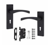 Golden Grace Astrid Lever Lock Door Handles, Matt Black Key Lock Set
