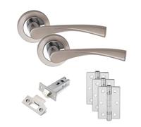 Golden Grace Astrid Rose Door Handles Duo Chrome 3" Latch & Hinges 1 Set | Golden Grace Astrid rose door handles Duo Chrome finish including 3x3" Ball Bearing Hinges, 3" latch & Various lock sets