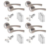 Golden Grace Astrid Rose Door Handles, Duo Chrome, 3" Latch & Hinges 4 Set | Golden Grace Astrid rose door handles Duo Chrome finish including 3x3" Ball Bearing Hinges, 3" latch & Various lock sets