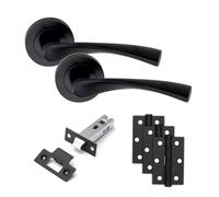 Golden Grace Astrid Rose Door Handles Matt Black 3" Latch & Hinges 1 Set | Golden Grace Astrid rose door handles Matt Black finish including 3x3" Ball Bearing Hinges, 3" latch & Various lock sets