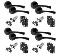 Golden Grace Astrid Rose Door Handles, Matt Black, 3" Latch & Hinges 4 Set | Golden Grace Astrid rose door handles Matt Black finish including 3x3" Ball Bearing Hinges, 3" latch & Various lock sets