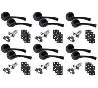 Golden Grace Astrid Rose Door Handles, Matt Black, 3" Latch & Hinges 6 Set | Golden Grace Astrid rose door handles Matt Black finish including 3x3" Ball Bearing Hinges, 3" latch & Various lock sets