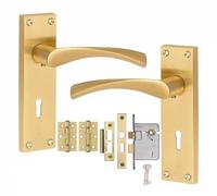 Golden Grace Astrid Victorian Lock Door Handle with Hinges, Key Lock Set