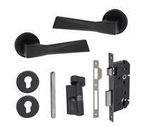 Golden Grace Aura Euro Lock Handles, 70mm Key & Thumbturn, Matt Black