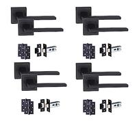 Golden Grace Aztec Door Handles with Hinges & Latch, Matt Black, 4 Sets