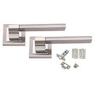 Golden Grace Aztec Door Handles with Latch & Hinges, Duo Polished/Satin