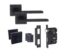 Golden Grace Aztec Straight Bathroom Handle Lock Set, Matt Black