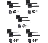 Golden Grace Aztec Straight Door Handles with Hinges & Latch, Matt Black