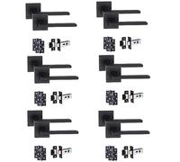 Golden Grace Aztec Straight Door Handles with Hinges & Latch, Matt Black