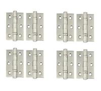 Golden Grace Ball Bearing Timber Door Hinges, Satin Nickel, 4 Pairs - 75mm | Includes fixing screws for simple installation, offering a heavy duty metal build and 3-inch sizing sold in pairs.
