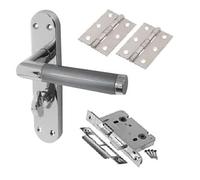 Golden Grace Bathroom Lever Door Handle Set Satin/Polished Chrome