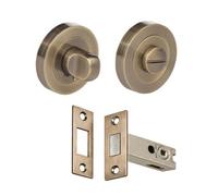 Golden Grace Bathroom Toilet Door Thumbturn With Secure Deadbolt Set Antique Brass Emergency Release And 57mm Backset - 76mm