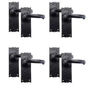 Golden Grace Black Antique Plain Design Latch Handle, Internal Door Handles Sets 150mm X 52mm (4 Pair)