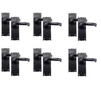 Golden Grace Black Antique Plain Design Latch Handle, Internal Door Handles Sets 150mm X 52mm (6 Pair)