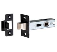Golden Grace Bolt Through Sprung Lever Door Handle Tubular Latch in Matt Black Finish, Nickel Plated - 3" 75mm
