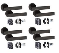 Golden Grace Capri Door Handles, Latch & Hinges, 4 Pairs, Matt Black