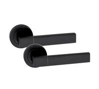 Golden Grace Capri Door Handles Latch on Round, Matt Black Finish, 1 Pair | Includes screws and strike plate for hassle-free installation, offering a tidy concealed look to reinforce home security.