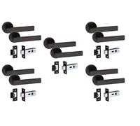 Golden Grace Capri Door Handles on Round Rose Latch, Matt Black Finish
