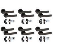 Golden Grace Capri Door Handles with Latch, Matt Black Finish
