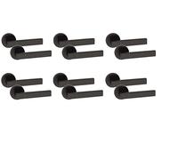 Golden Grace Capri Latch Door Handles on Round Rose, 6 Pairs, Matt Black