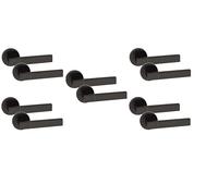 Golden Grace Capri Latch Door Handles on Round Rose, Matt Black Finish