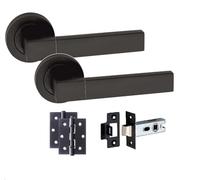 Golden Grace Capri Latch Door Handles with Hinges, Matt Black Finish