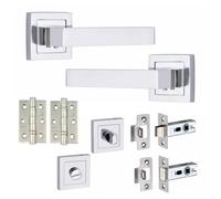 Golden Grace Delta Design Bathroom Door Handle Set, Bathroom Set | Includes 2.5-inch deadbolt, tubular latch, matching 3-inch ball bearing hinges and screws for quick, full installation.