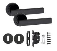 Golden Grace Delta Design Door Handle Matt Black Finish Key Lock Door Handle On Rose 3 Lever Mortise Lock And Key Hole - Gg