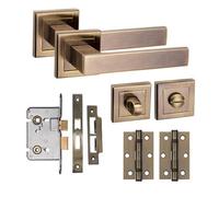Golden Grace Delta Design Square Rose Bathroom Door Handle Set Thumbturn And Mortise Lock Bb Hinges Antique Brass