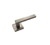 Golden Grace Delta Door Handles on Square Rose in Satin Stainless Steel Finish, Complete with Fixing Screws -1 Pair