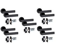 Golden Grace Delta Door Handles with 2.5" Latch, 5 Pairs, Matt Black Finish