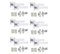 Golden Grace Delta Door Handles with Latch, Polished Chrome, 6 Sets | Includes spindle fitting, screws, template and instructions for a tidy concealed look to reinforce home security.