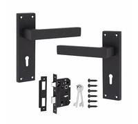 Golden Grace Delta Lever Lock Door Handles 1 Pair Key Lock 150mm | Supplied with 1 lock, keys, and fixings for a quick setup on wooden doors; corrosion-resistant zinc builds lasting security.