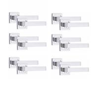 Golden Grace Delta Square Rose Door Handles, Polished Chrome, 6 Pairs