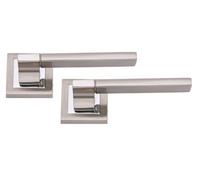 Golden Grace Duo Finished Chrome Aztec Internal Door Handles On Square Rose Lever Latch Handle 723Ssk