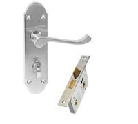 Golden Grace Epsom Bathroom Door Handles, Polished Chrome, 168x40mm