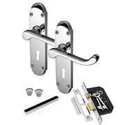 Golden Grace Epsom Design Door Handles Lever Lock in Polished Chrome Finish with 3 Lever Lock & 2 Keys