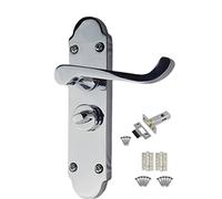 Golden Grace Epsom Scroll Door Handles, Polished Chrome, Privacy Set | Includes a pair of 3-inch ball bearing hinges and 64mm tubular latch in a complete, durable zinc kit for wooden rooms.