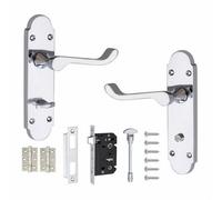 Golden Grace Epsom Scroll Polished Chrome Bathroom Wc Toilet Internal Door Handles With Bathroom Mortise Lock And 1 Pair Of Ball Bearing Hinges