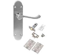 Golden Grace Epsom Victorian Scroll Latch Door Handles, Satin Chrome, 1 Set