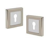 Golden Grace Escutcheon Keyhole Cover, Dual Satin Nickel/Polished Chrome